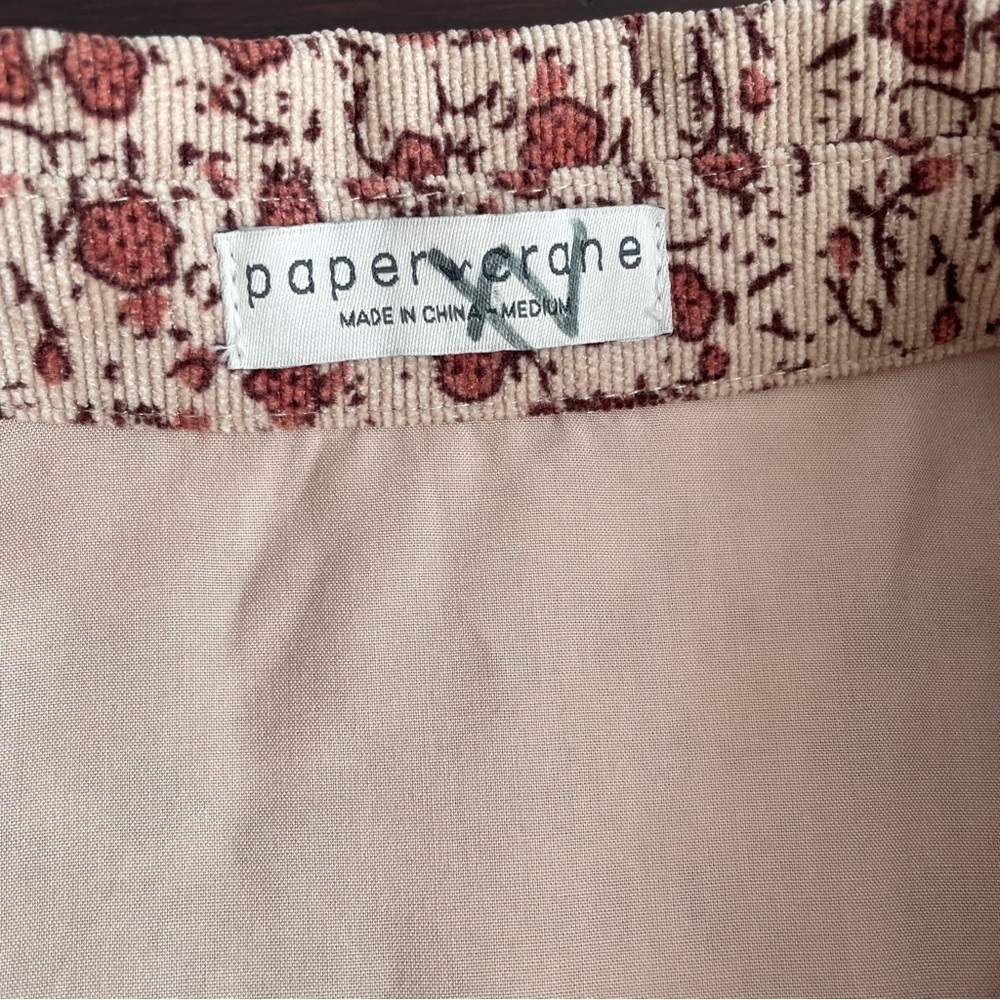Paper Crane Corduroy Button Front Floral Dress Sz M Academia School Cottagecore - Picture 5 of 9